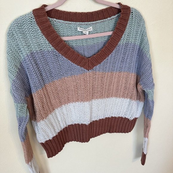 Aeropostale Sweaters - Aeropostale Ladies XS Open Knit Extra Long-sleeve Fall Tone Brow Cropped Sweater